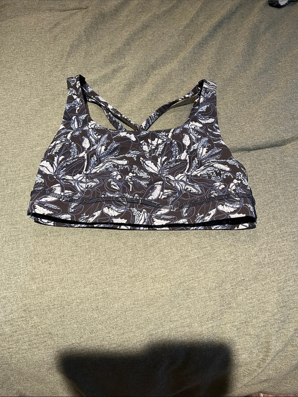 Lululemon Floral Print Sports Bra - Black and White